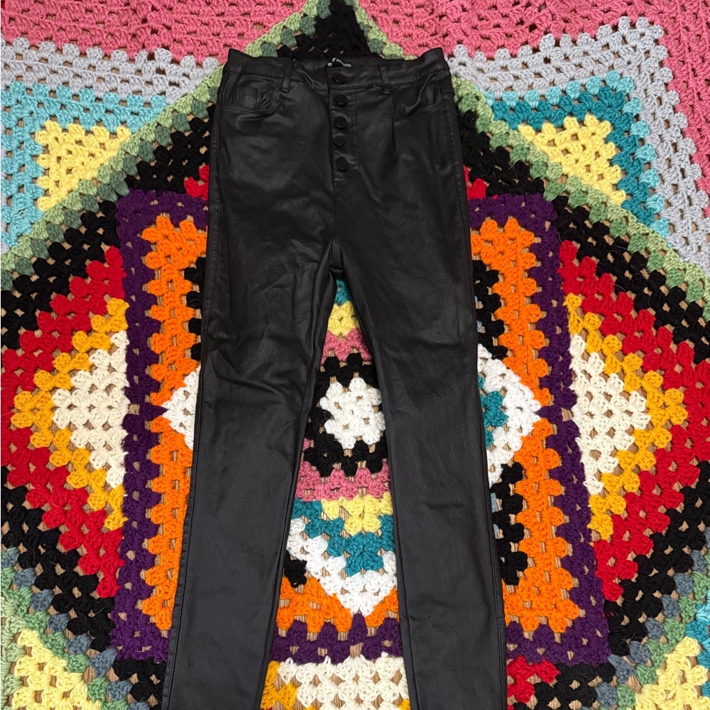Apperloth Black High-Rise Faux Leather Skinny Jeans